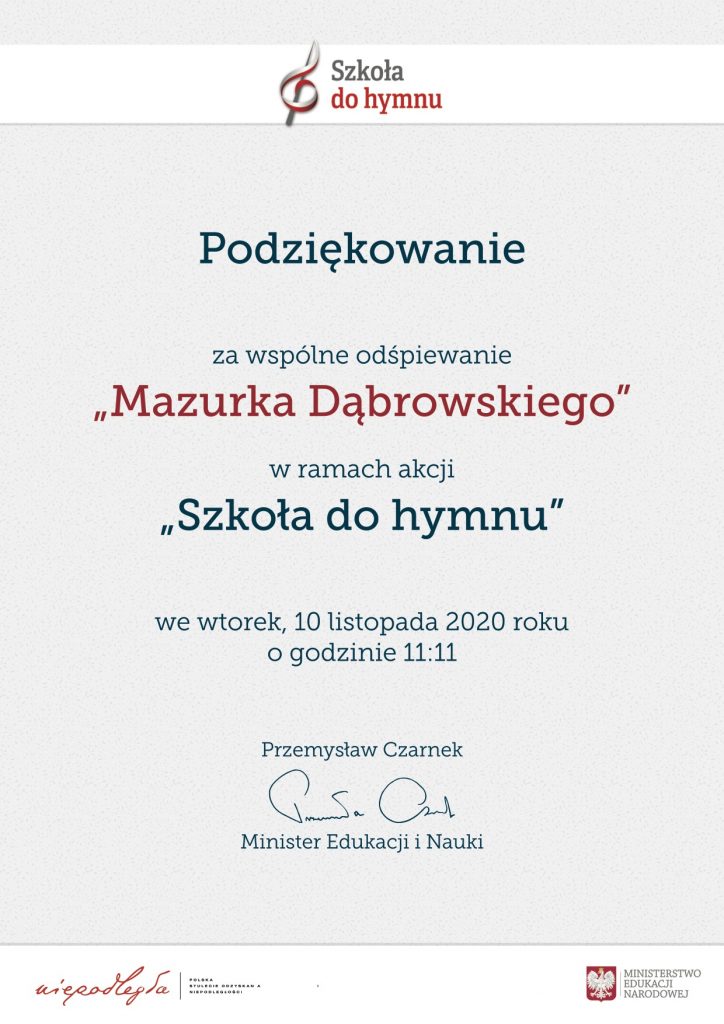 Szkoła do hymnu